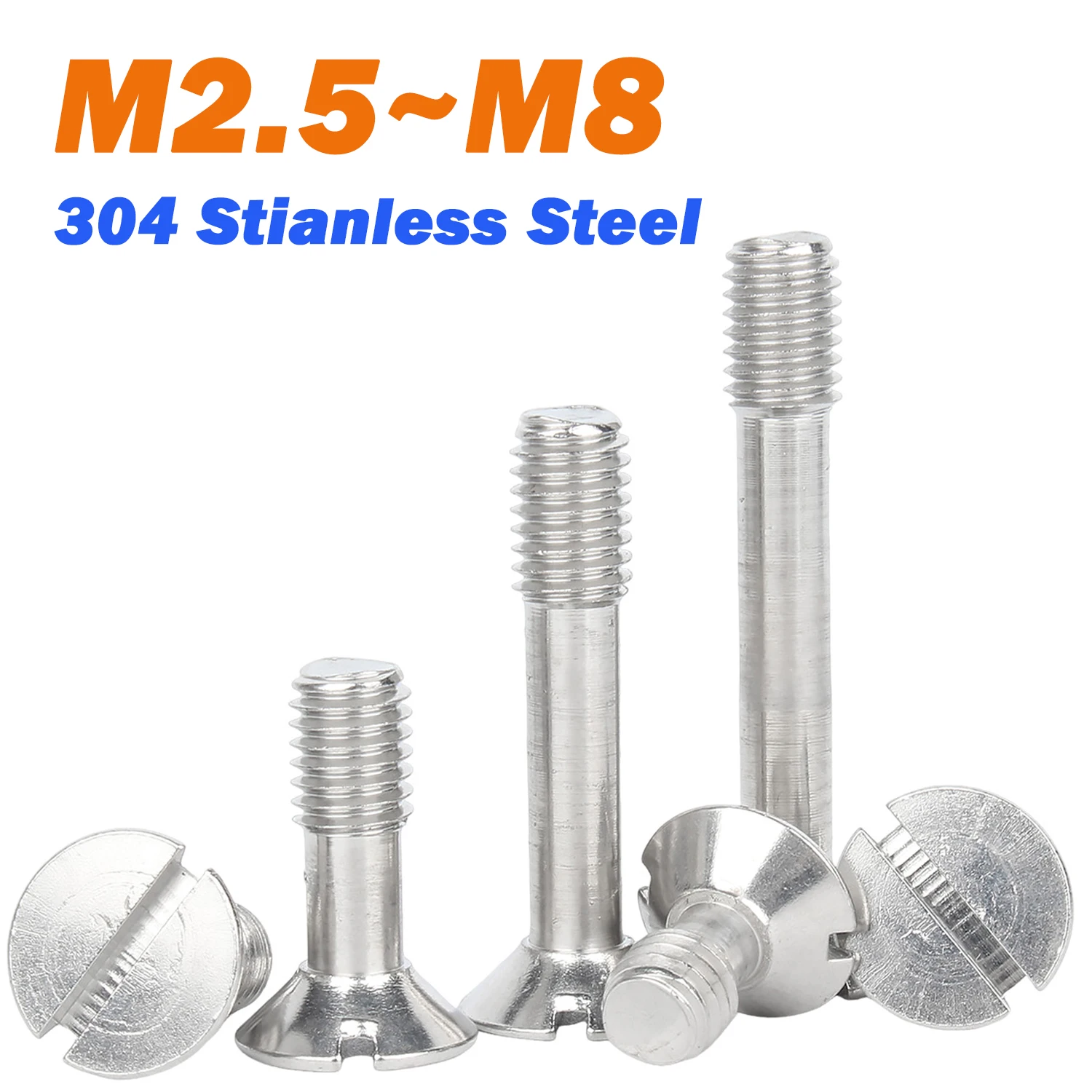 Leijiu 304 Stianless Steel Slotted Countersunk Screw M2.5 M3 M4 M5 M6 M8 Half-tooth Flat Anti-falling Bolt Gb68