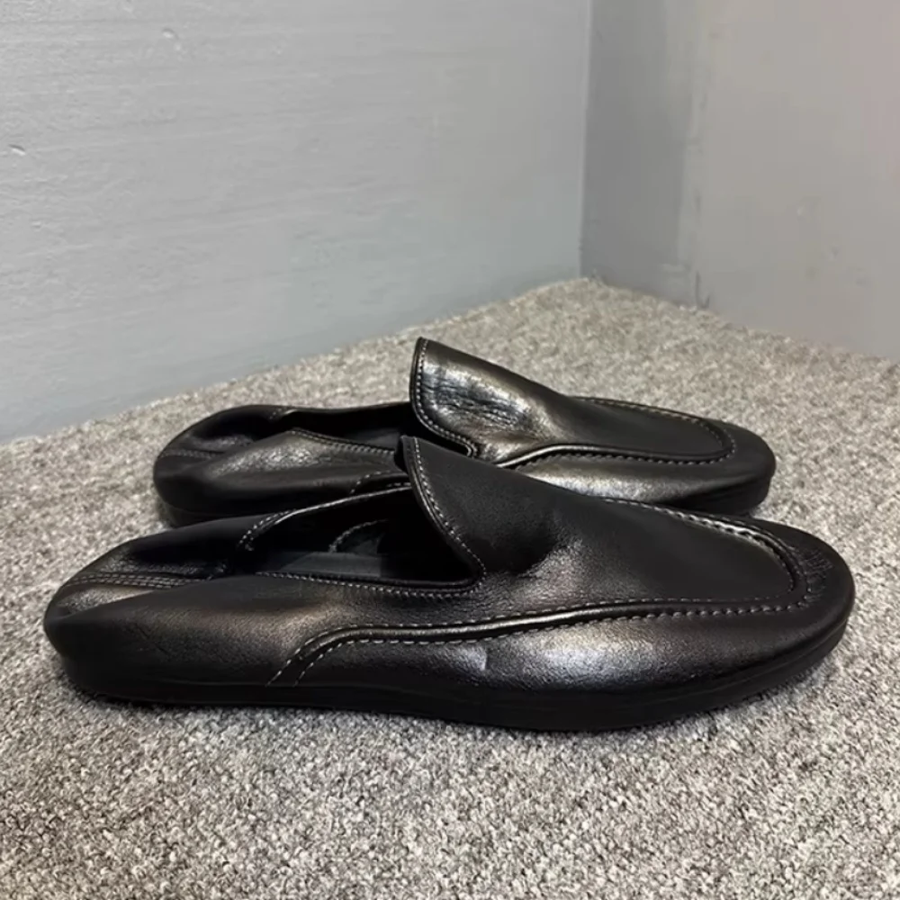 New Model Leather Wear-Resistant Flat-Bottom Stylish Casual Shoes, Lightweight and Comfortable, Retro Loafers