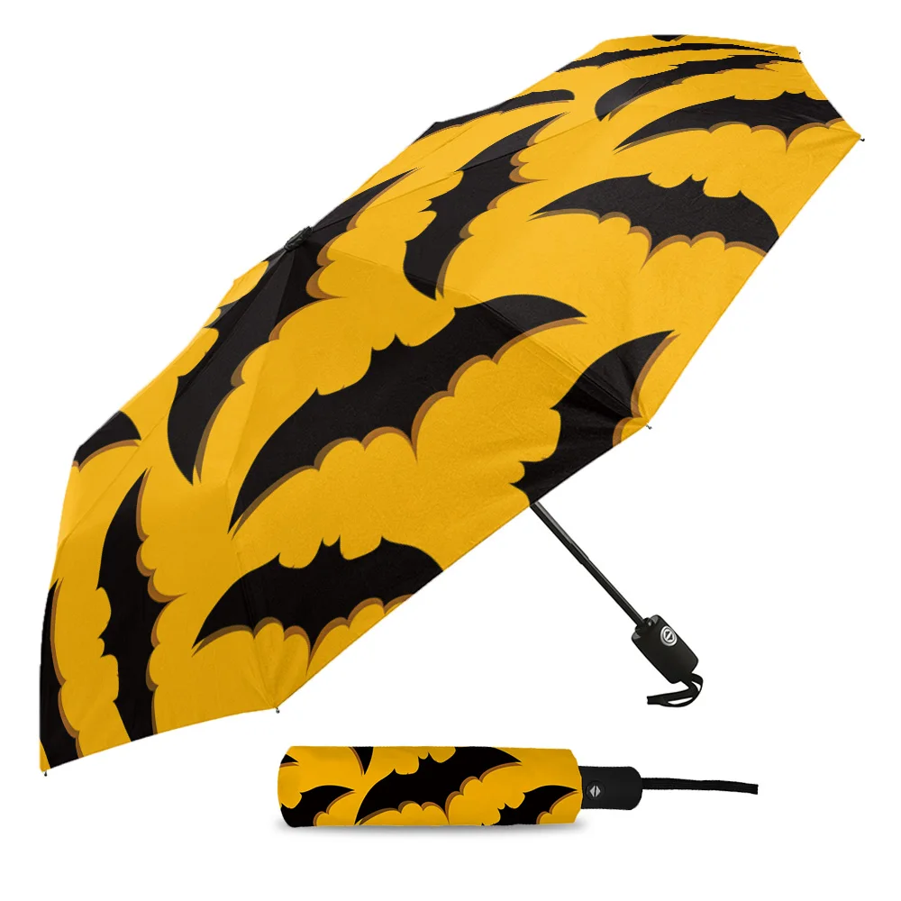 Halloween Bat Pattern Outdoor Windproof Rain Umbrella Fully Automatic Eight Strands Men Women Male Large Umbrellas Parasol