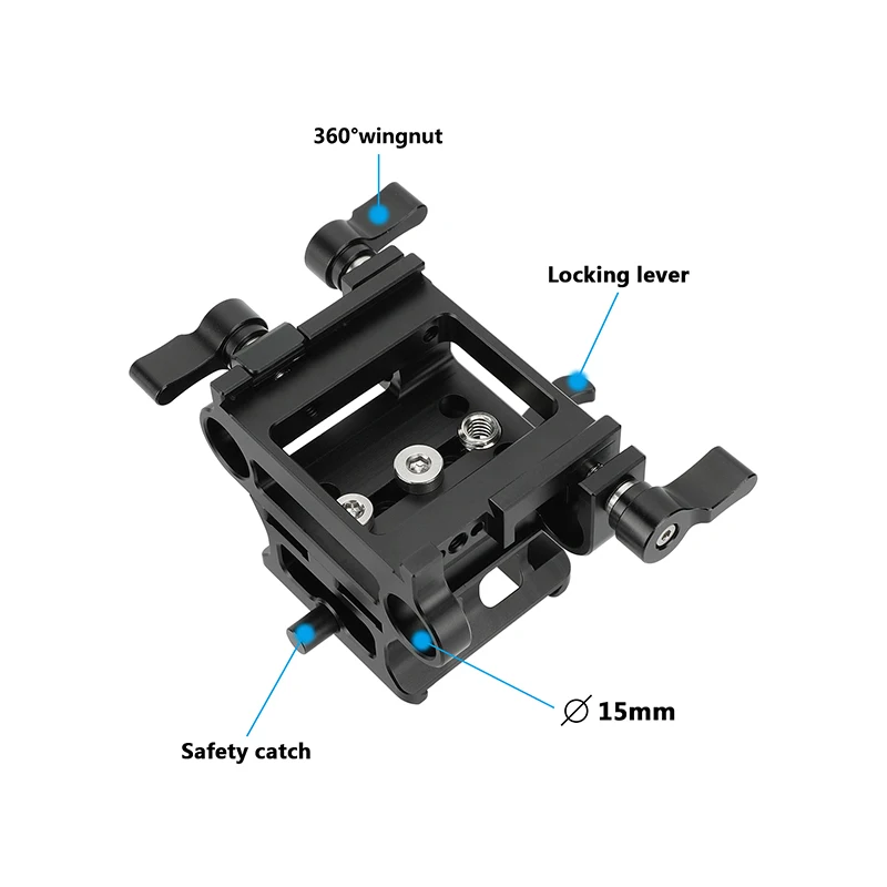 Arcaタイプのクイックリリースクランプを備えた15mmキャビネットベースプレート,カメラケージ用クランプ,ショルダーマウント,レールサポートシステム