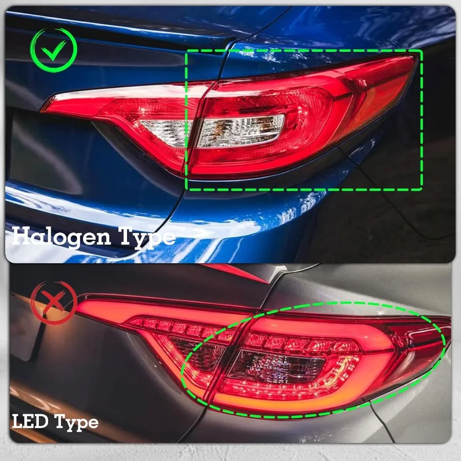 مجموعة مصابيح خلفية من نوع الهالوجين متوافقة مع 20152017 Sonata Eco لاستبدال جانب الركاب الأيمن بدون مصباح خلفي LED