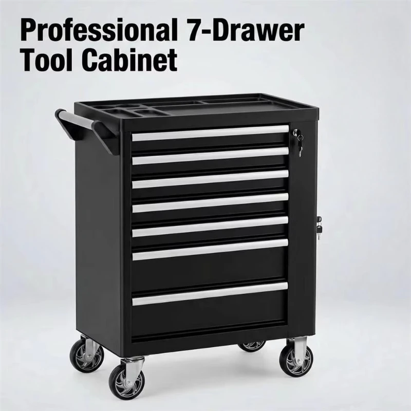 Heavy Duty 30in Modular Garage Storage System with Integrated Workbench Cabinet and Rolling Steel Tool Chest Cart