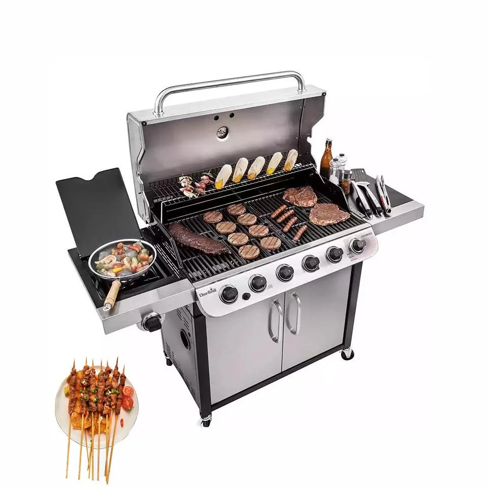 

High Configuration New style Industrial 5 Burner BBQ Grill Barbecue BBQ Grilling Outdoor Barbecue Oven With CE