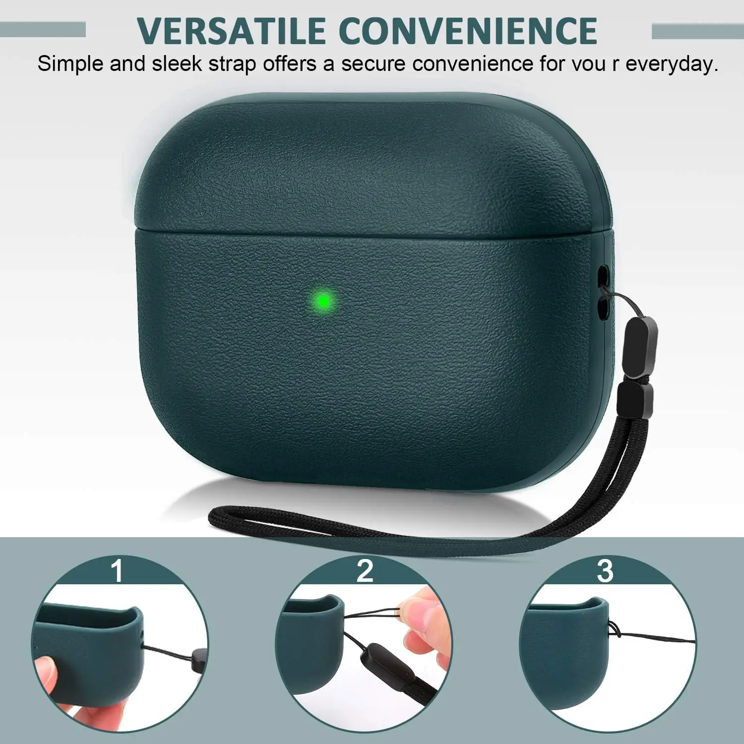 Casing Pelindung Bertekstur Kulit PU untuk Airpods Pro 3 Penutup Lembut Seluruh Badan dengan Tali Penyandang Anti Jatuh Anti Selip Kulit Pelindung