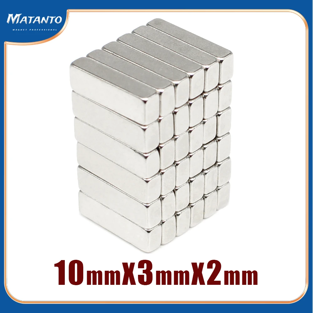 

20/50/100/200/500/1000PCS 10x3x2 Quadrate Rare Earth Neodymium Magnet Sheet N35 Thin Block Permanent Magnet 10x3x2mm 10*3*2 mm