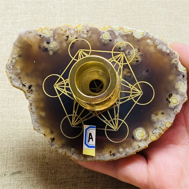 

Natural agate chakra stone candle holder for home decoration