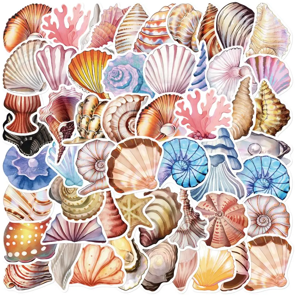 50PCS Cute Cartoon Shell Conch Stickers Graffiti Decoration DIY Laptop Phone Suitcase Notebook Label Stationery Sticker