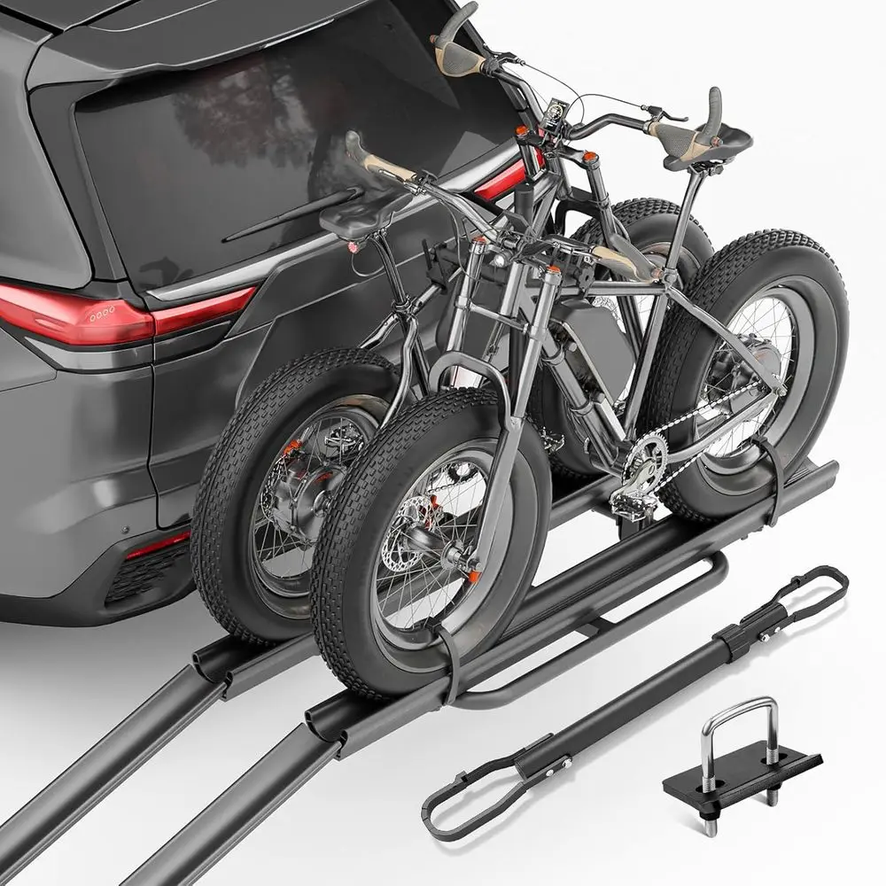 

Двойная стойка для электрического велосипеда емкостью 5 бар и 200 фунтов, запираемая и складная, подходит для 2 сцепных устройства для автомобилей, внедорожников и грузовиков.