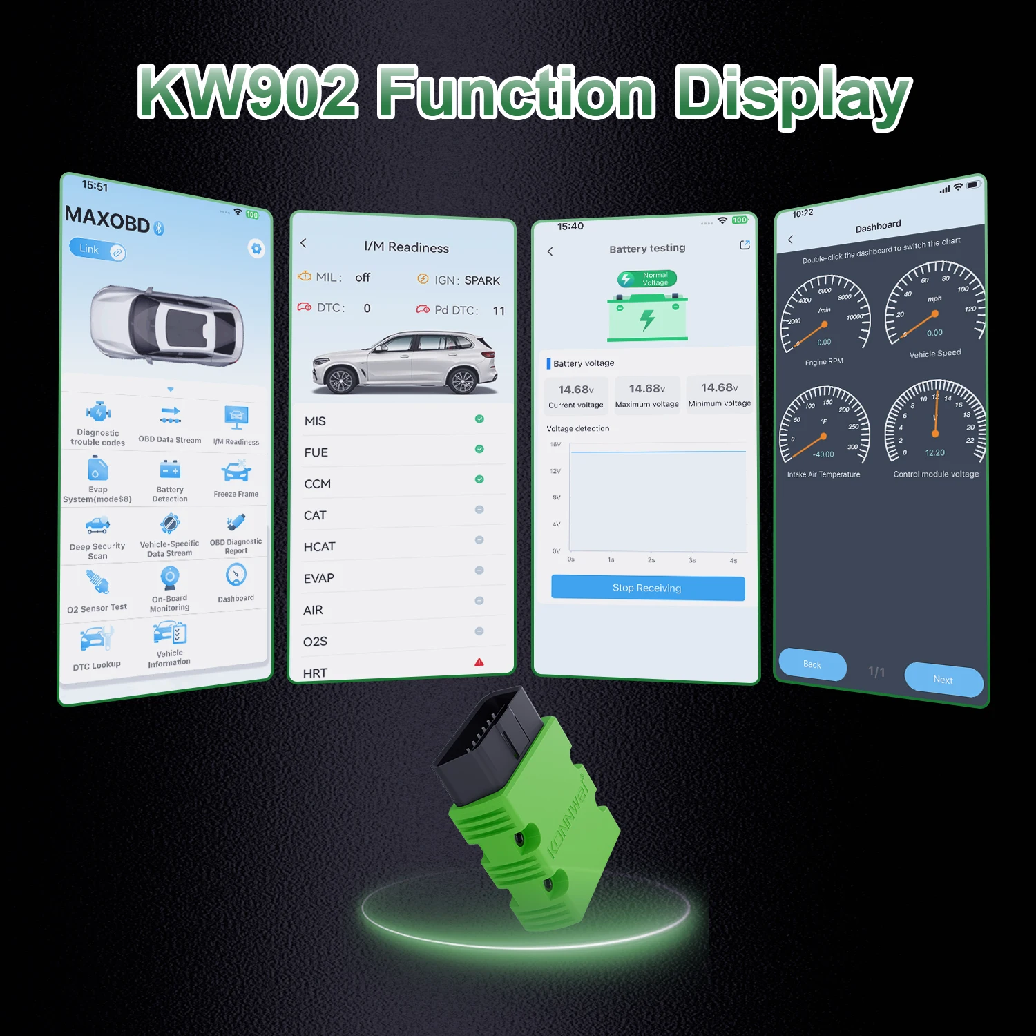 KONNWEI KW902 ELM327 V1.5 Bluetooth 5.0 OBD2 Scanner ELM 327 PIC18F25K80 Controllo motore Scanner per auto OBD 2 Lettore di codici diagnostici