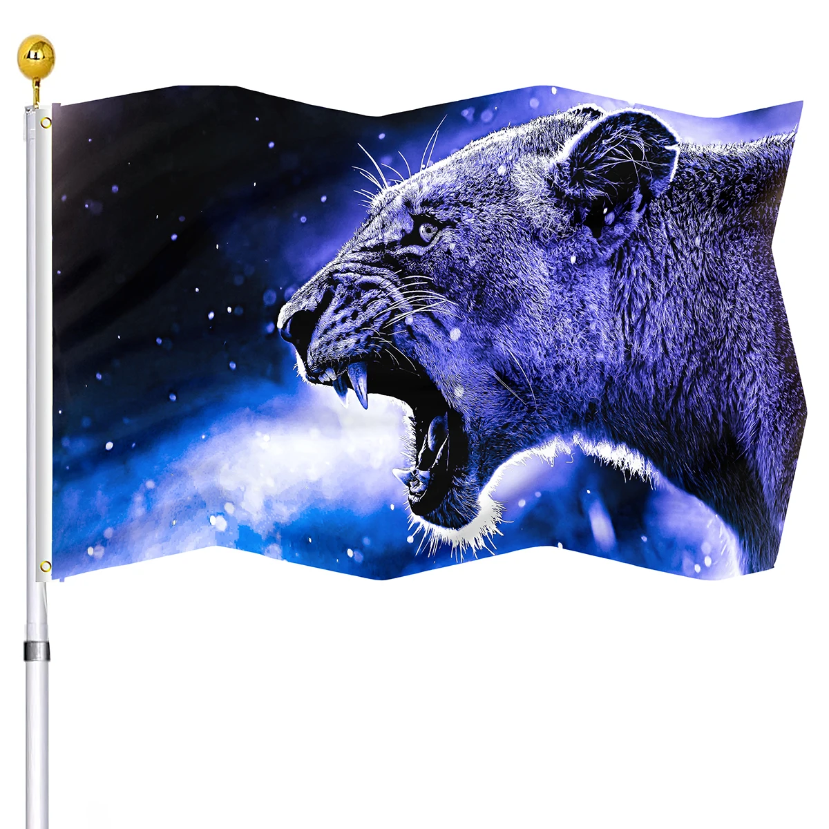 Lion Flag Vivid Color Ink Painting Double Stitched Flags Home Indoor Party Outdoor Decor Yard Flags Banners with Brass Grommets