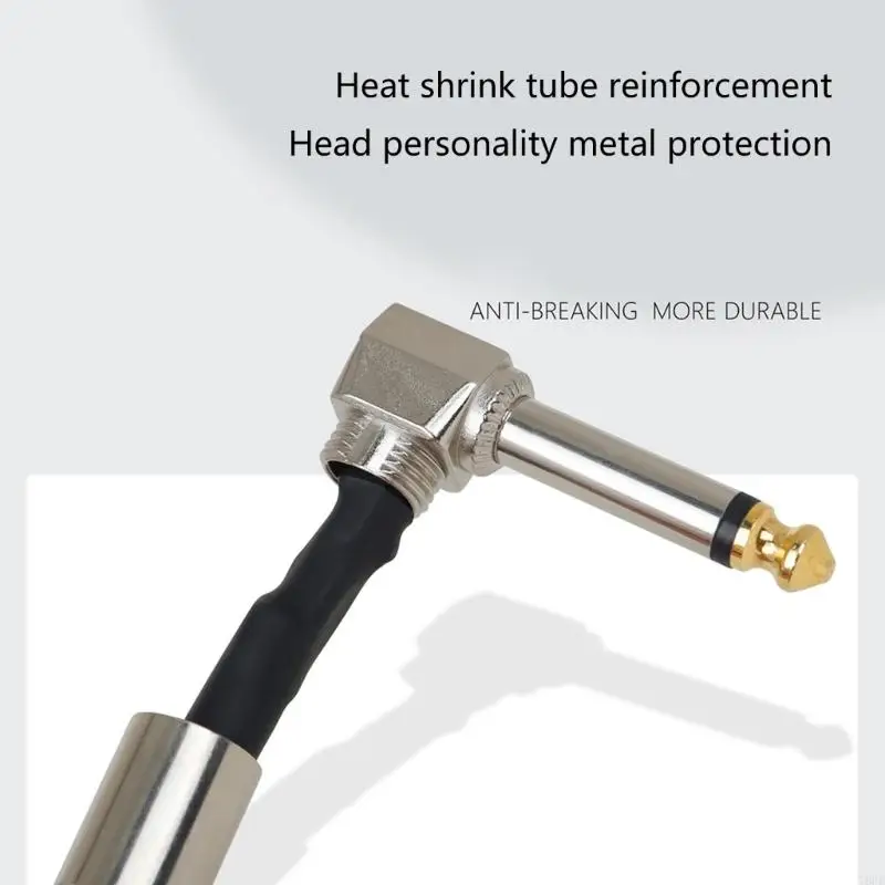 T8UC 15cm/30cm/50cm Efek Gitar Pedal Cable Flat Patch Connector 6.35mm Colokan Tembaga Kawat Inti Adaptor Line Round Head