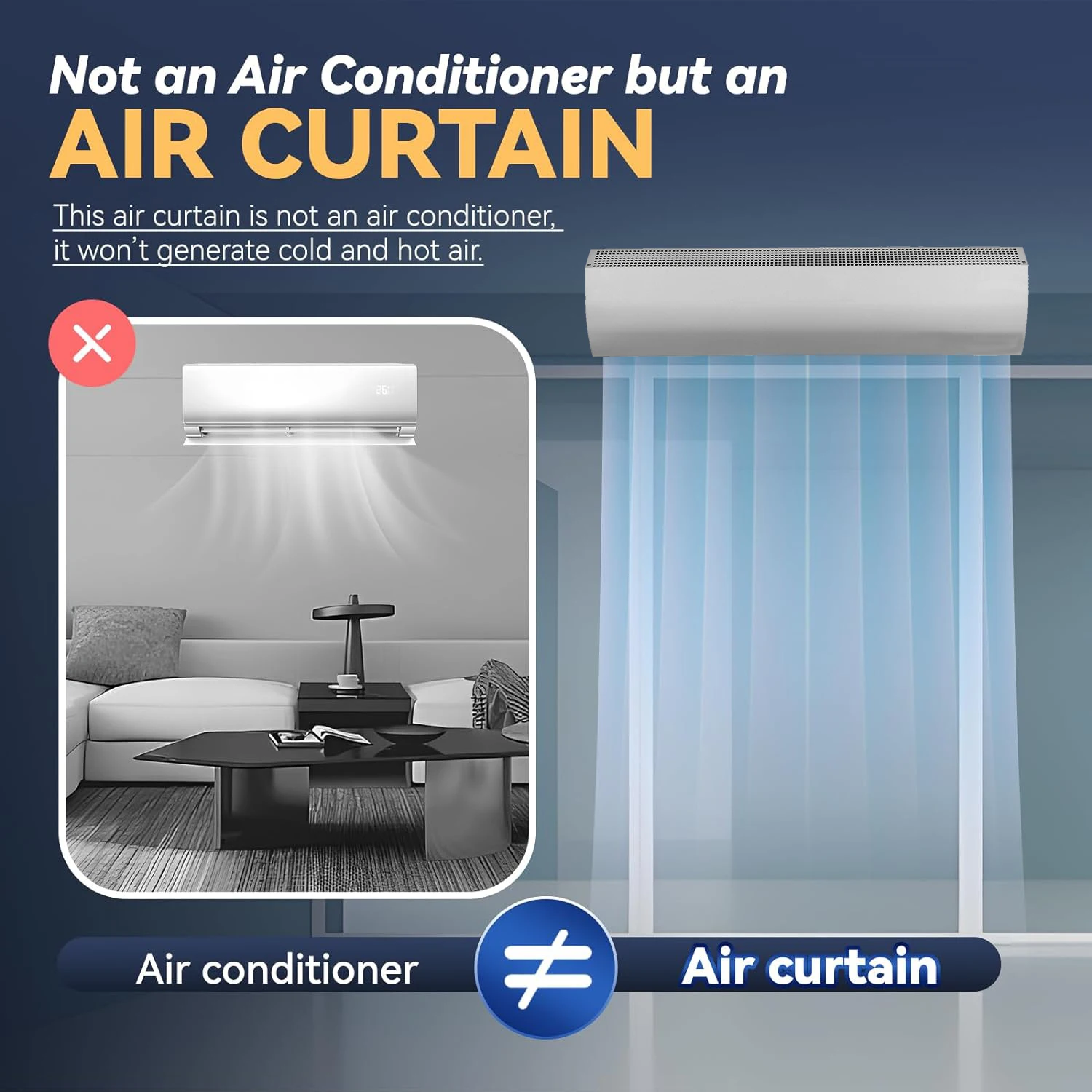 OEM Air Curtain Machine with Remote Control Suitable for Hotels Bank Supermarket Shopping Mall