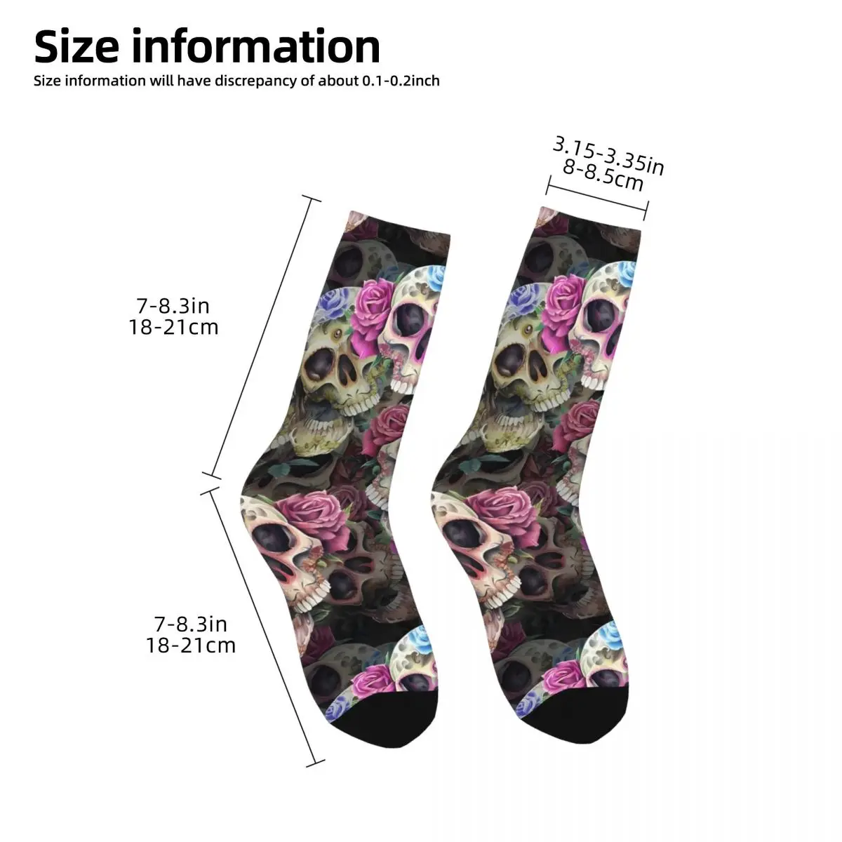 Happy Funny Men's Socks Skull And Flowers Vintage Harajuku Hip Hop Novelty Crew Crazy Sock Gift Pattern Printed