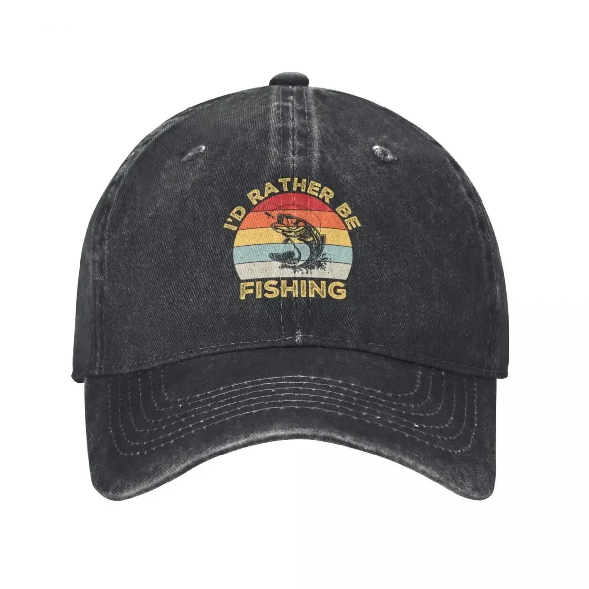 

I'd rather be Fishing - Fisher Retro Vintage Baseball Cap Snapback Cap Golf Hat beach hat Hats Woman Men's