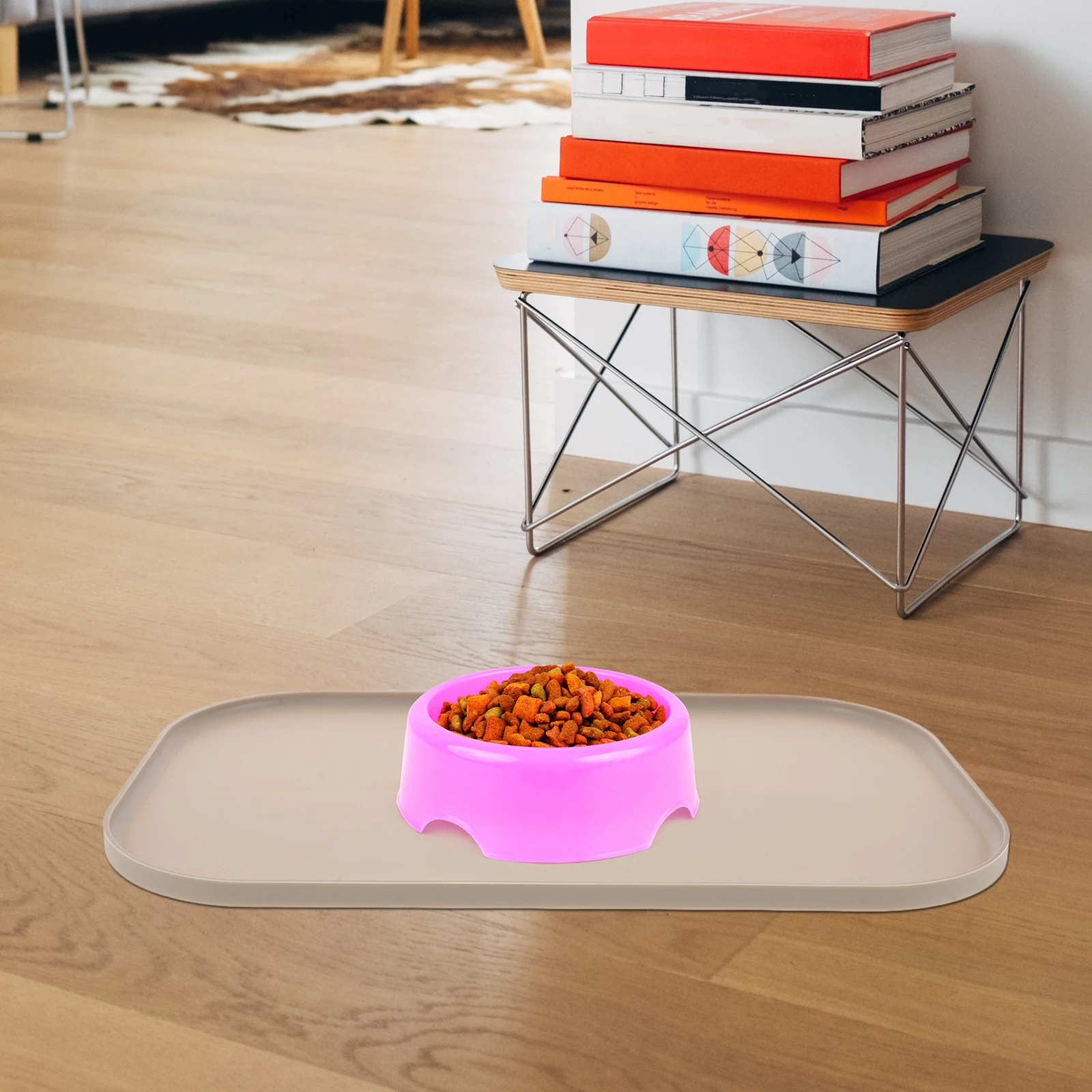 

Silicone Dog Cat Bowl Mat with Raised Edges for Preventing Pet Food Spills