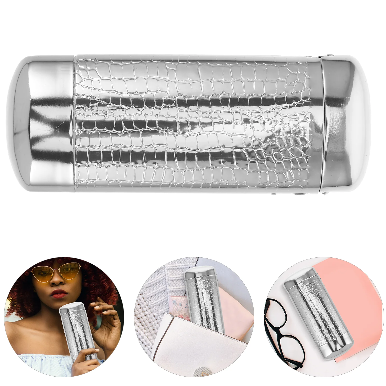 Double Sided Glasses Case Sun Lightweight Stand Silver Aluminum Portable Eyeglasses Bag