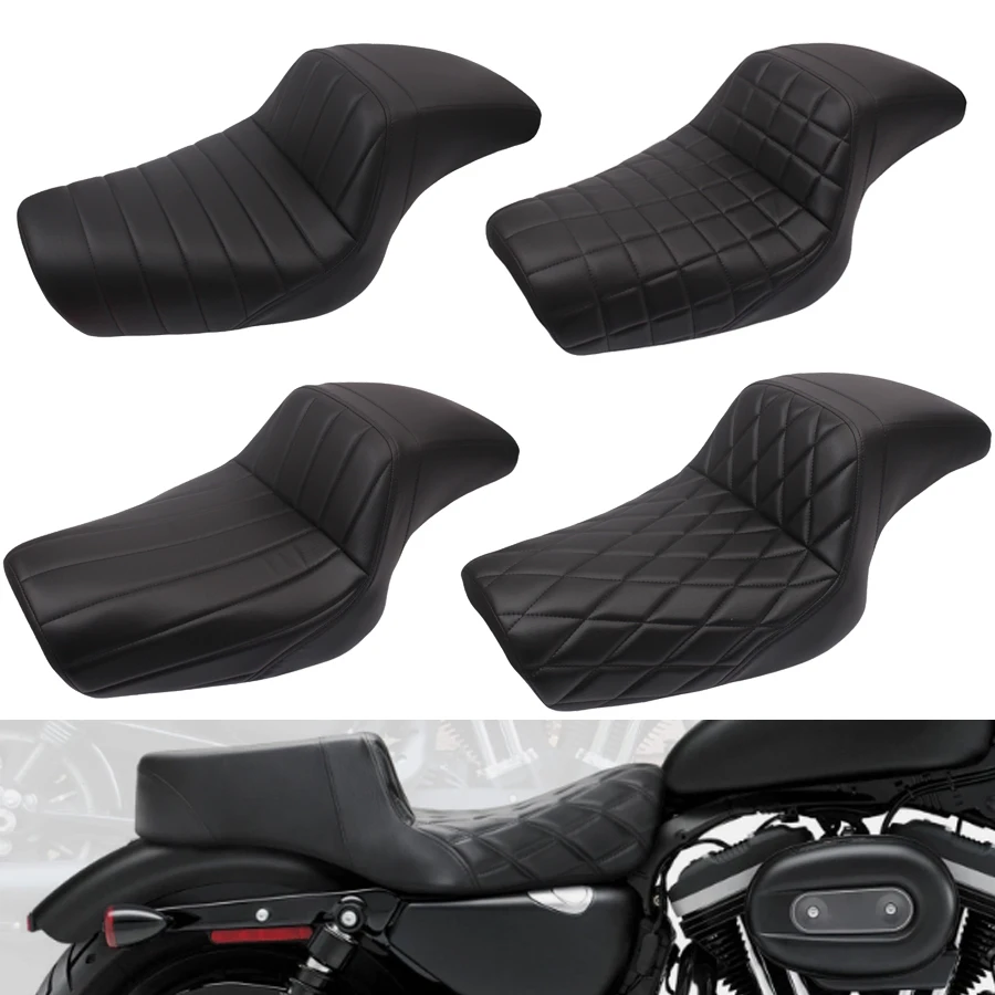 Image of Motorrad PU-Leder Zweisitzer-Sitzkissen für Harley Sportster XL883 XL1200 48 Fahrer- & Beifahrersitzkissen