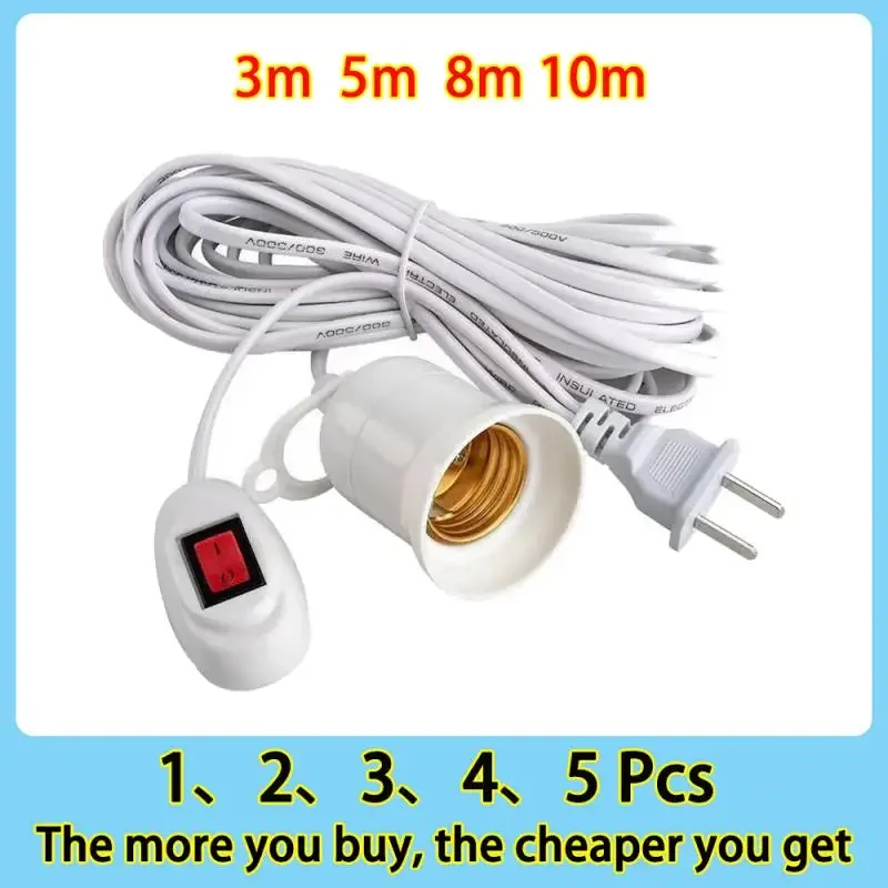 

3/5/8/10m Power Cord Cables E27 Lamp Base Holder With Switch Wire For Pendant Led Bulbs Fixture Hanglamp Suspension Socket