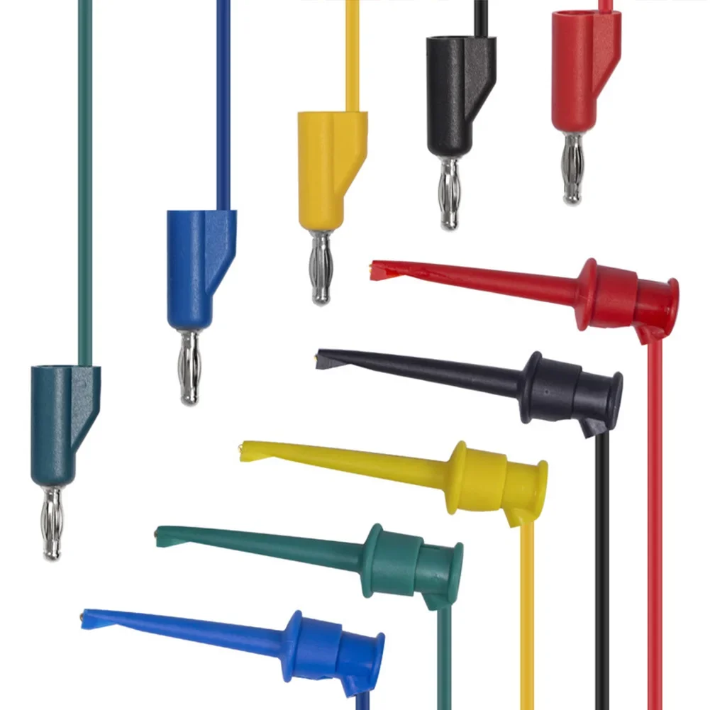 

5pcs Test Hook Clips 4mm Stackable Banana To Minigrabber Cable Multimeter Wires Electrical Equipment Supplies