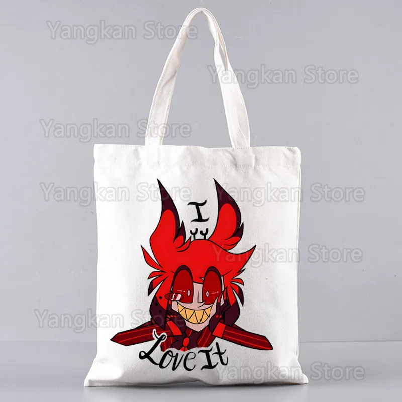 Alastors Shopper Bags for Women Resuable Tote Bag Harajuku Large Capacity Shopping Bag Anime Printing