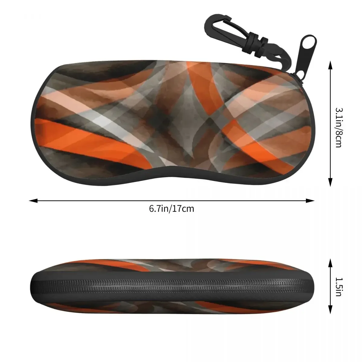 Orange And Grey Curves Sunglasses Case Neoprene Zipper Geometric Modern Art Shell Eyeglass  Protective Box For Glasses