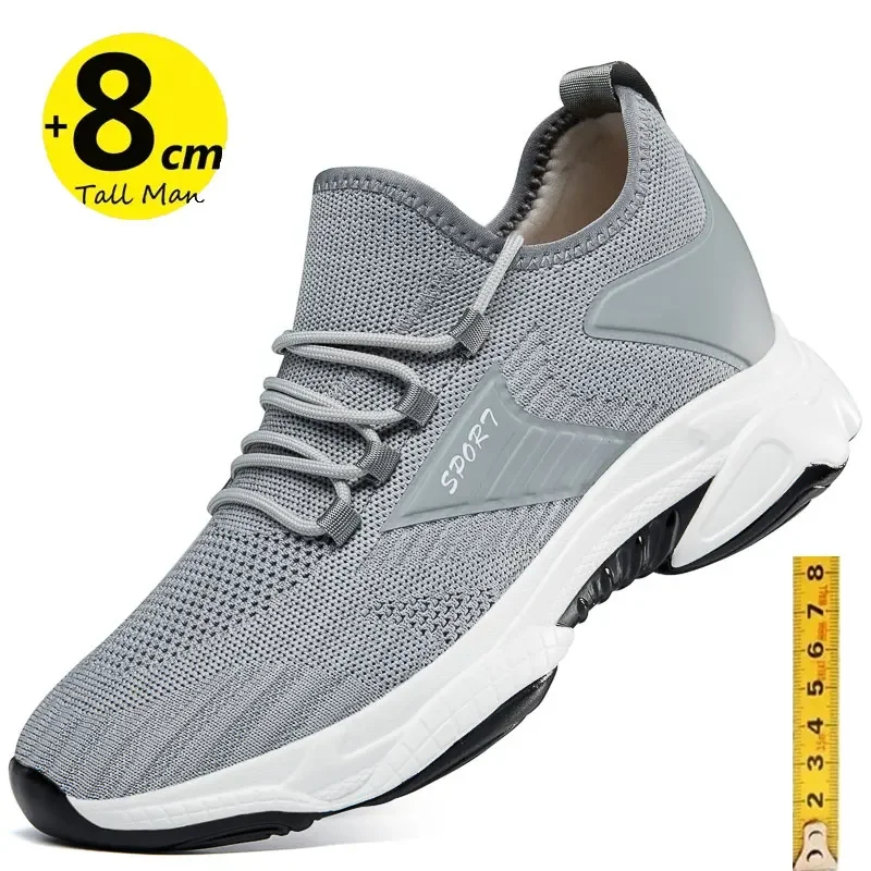 Zapatillas deportivas para hombre, zapatos masculinos con suela de 8cm y 6cm, informales, transpirables, con tacones opcionales