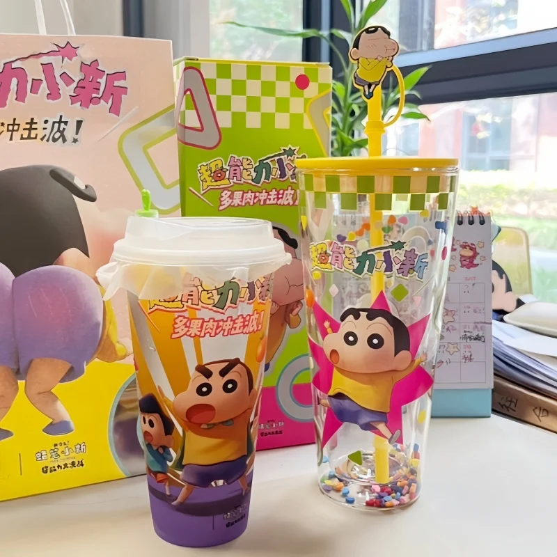 

Hot Original Crayon Shin-chan Cartoon Cute Doll Large Capacity Sippy Cup Cute Cartoon Cold Water Glass Cup Drink Cup Straw Cup
