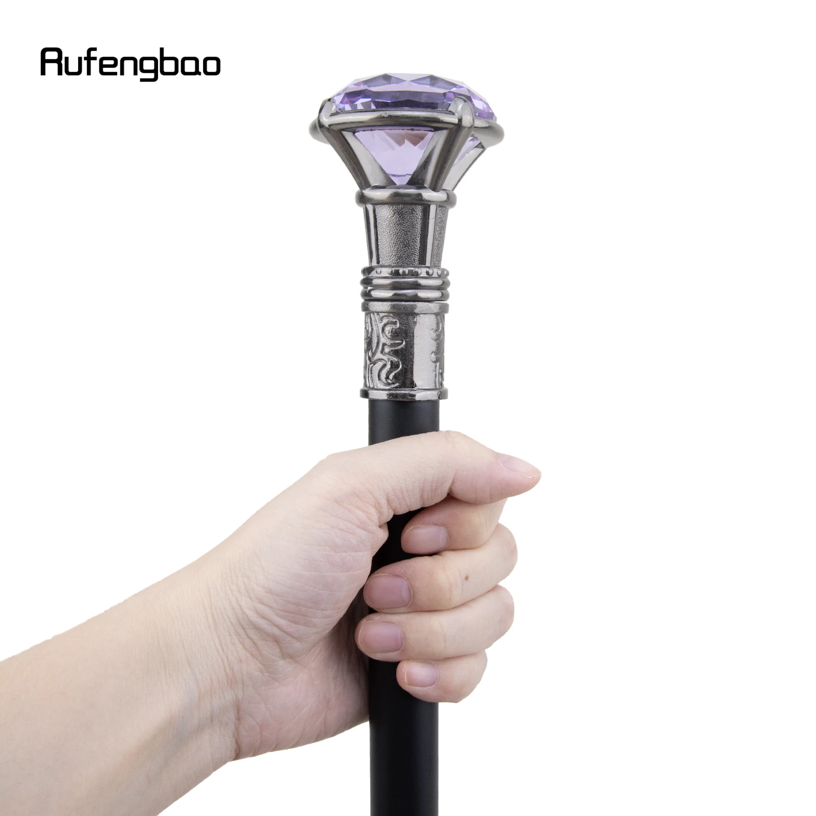 Tipo de diamante Prata Único Joint Walking Stick, decorativa Cosplay Party, moda Halloween Crosier, roxo, 93cm