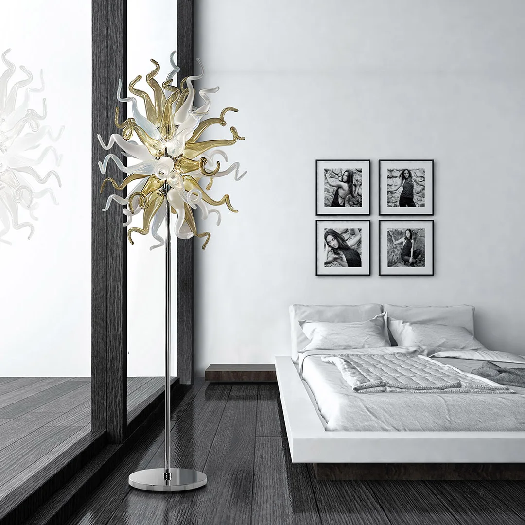 

Nordic luxury design modern glass metal floor hotel living room home decoration