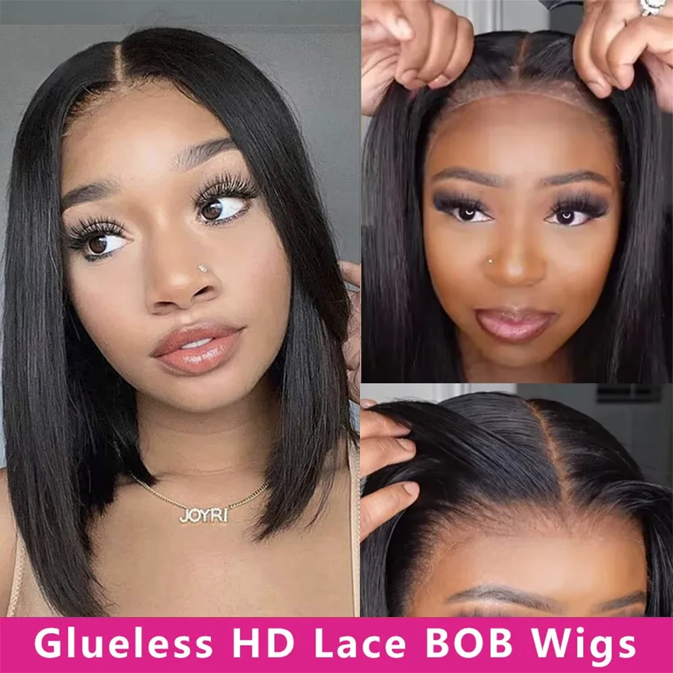 

12A Glueless Wig Straight Lace Frontal Wigs Pre Plucked 13x4 Human Hair Wigs Brazilian Bone Straight Short Bob Wig For Women