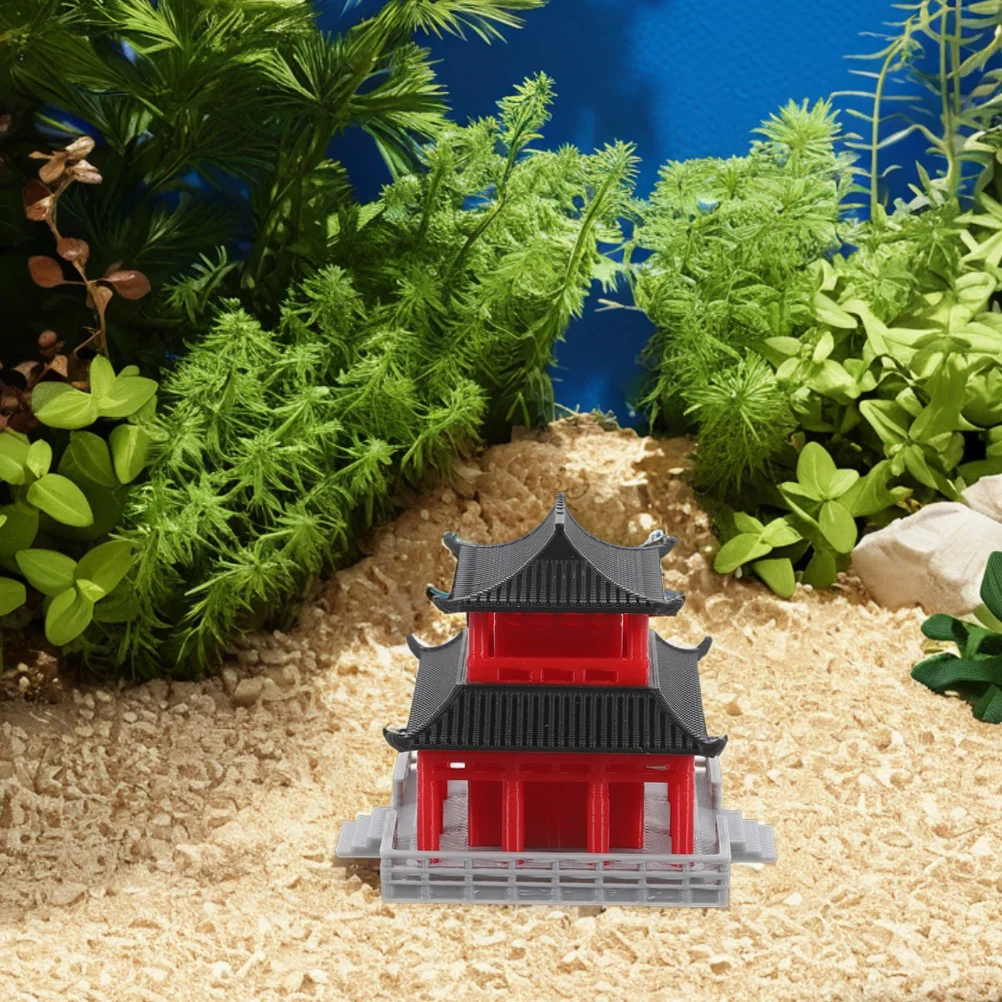 Decorate Ancient Building Model Aquarium Pavilion Ornaments Polylactic Acid Plastic Mini Garden