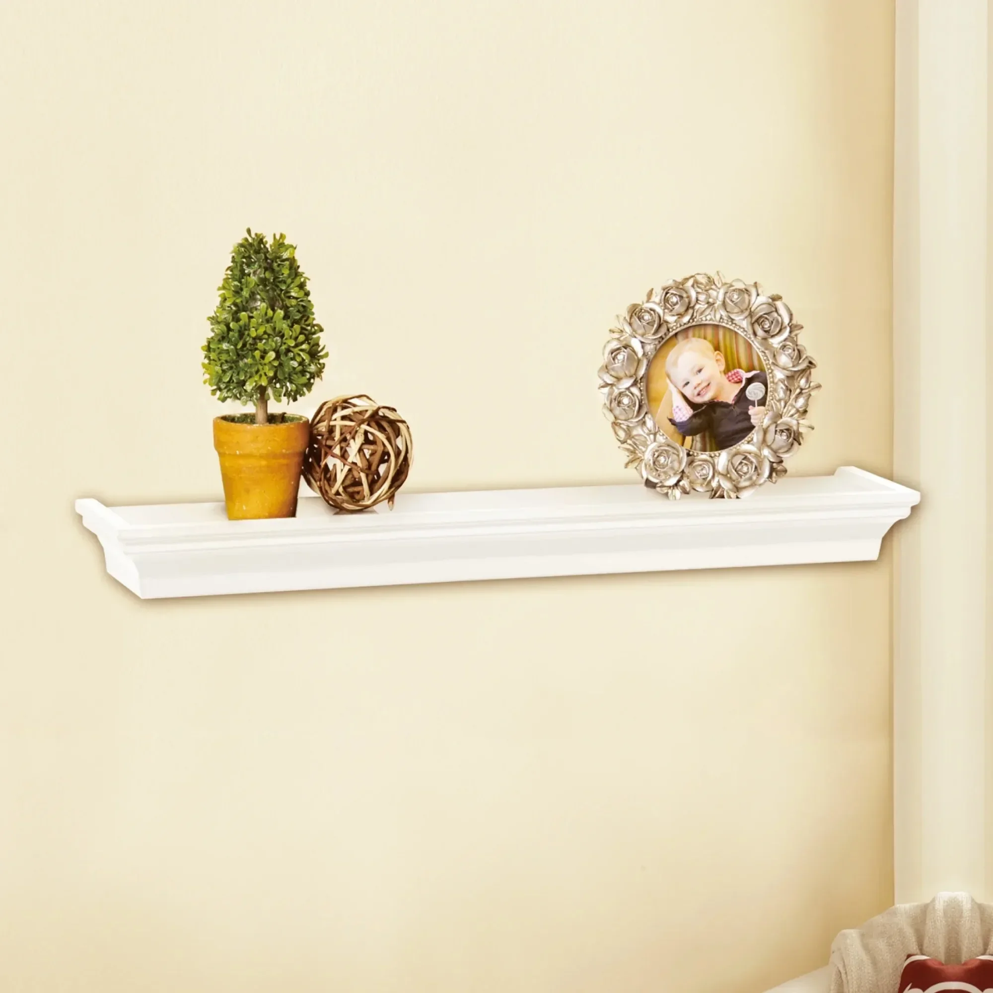 18インチ ホワイト プラスチック製棚 - 耐荷重5ポンド、省スペースな家庭/オフィス用壁掛けオーガナイザー