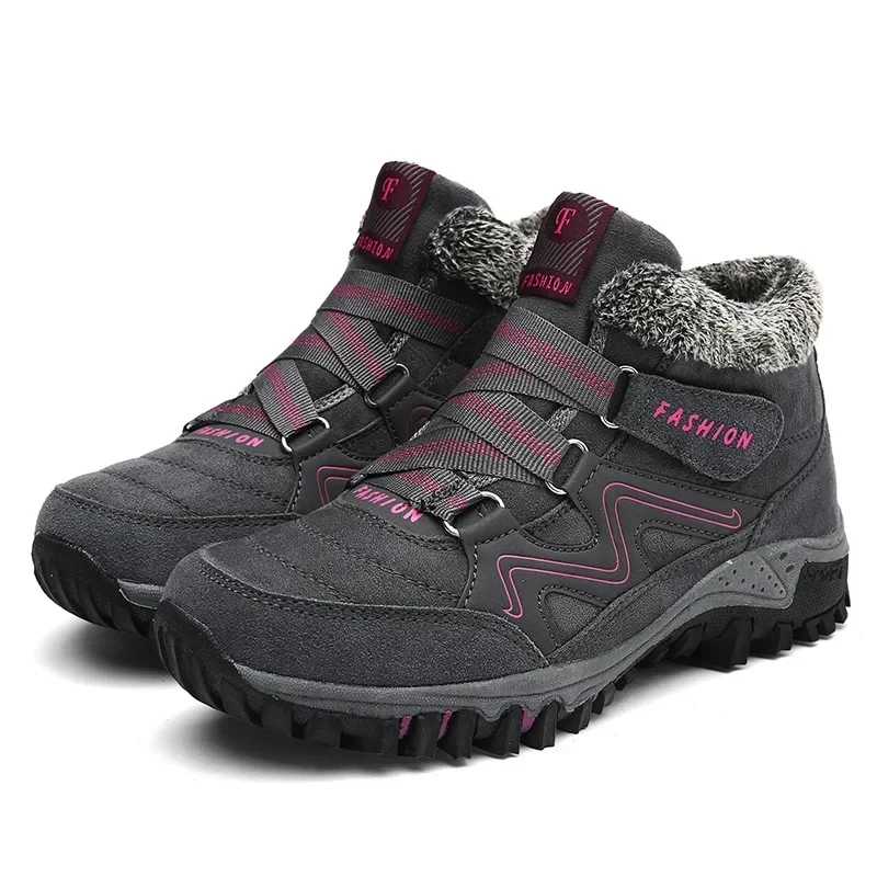 Botas de nieve cálidas para mujer, botas impermeables de gamuza con cuña para mujer, zapatos antideslizantes para mujer, botines para mujer