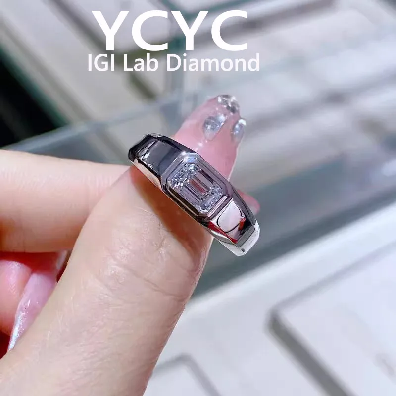 

1 2 3 карата Твердое 14-каратное белое золото Мужское кольцо IGI Lab Growing Diamond Ring Изумрудное D VS1 Обручальное кольцо с бриллиантом Обручальное кольцо ﻿