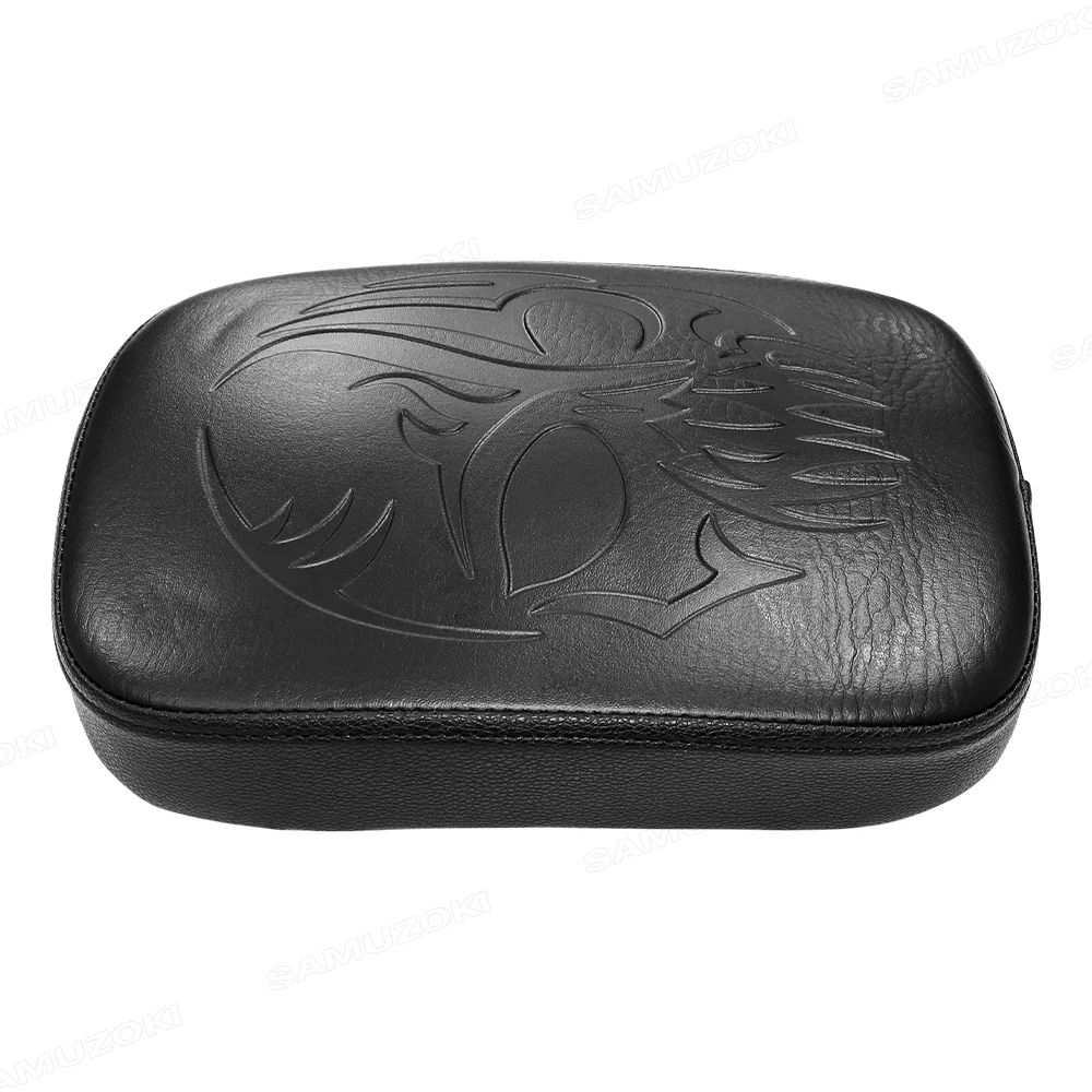 Black Rear Passenger Cushion 8 Suction Cups Pillion Pad Seat For Harley Dyna Sportster Softail Touring XL 883 1200