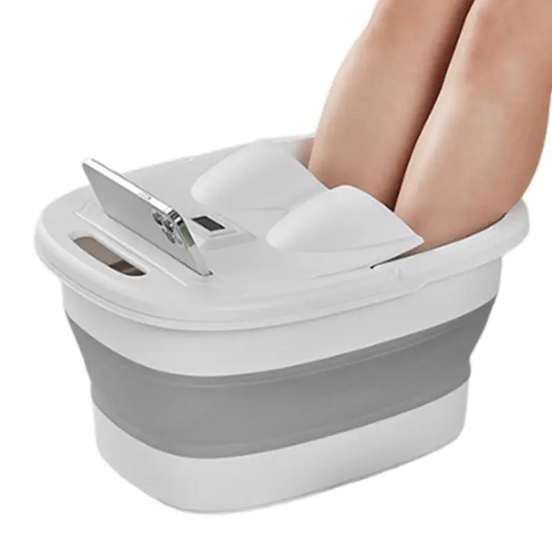 Foldable Foot Bath Massage Bucket with Lid Portable Basin Foot Soaking Bath Bucket Household Pedicure Bathtub With Phone Holder