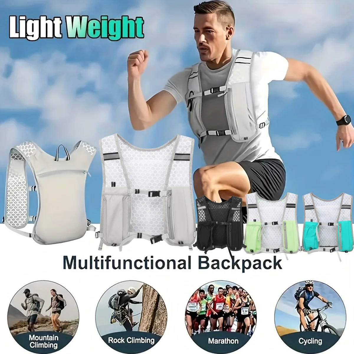 Lightweight Running Hydration Vest Pack Outdoor Hiking Cycling Hiking Running Phone Holder Hydration Pack For Sports Storage