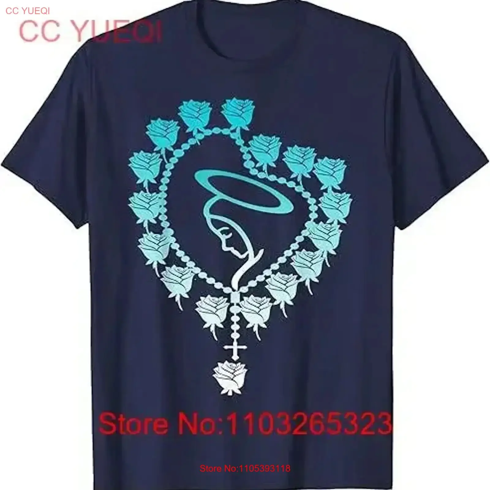 Nueva Camiseta Limitada del Santo Rosario, Virgen María, Corazón Católico, Rosas, Estilo Vintage, Lavada, Suave, Versátil, Ropa de Diseñador