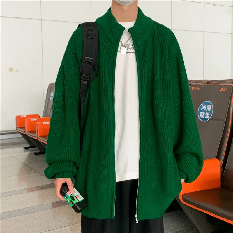 Men Cardigan Autumn Baggy Pure Color Teenagers Slouchy High Street Harajuku Classic Simple Daily Versatile Japanese Style 2023