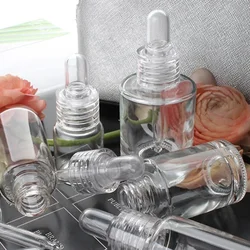 Clear Glass Dropper Bottle PVC Rubber Head Dropper Clear Ring Essential Oil Cosmetics Empty Bottle Facial Beauty Cosmetic