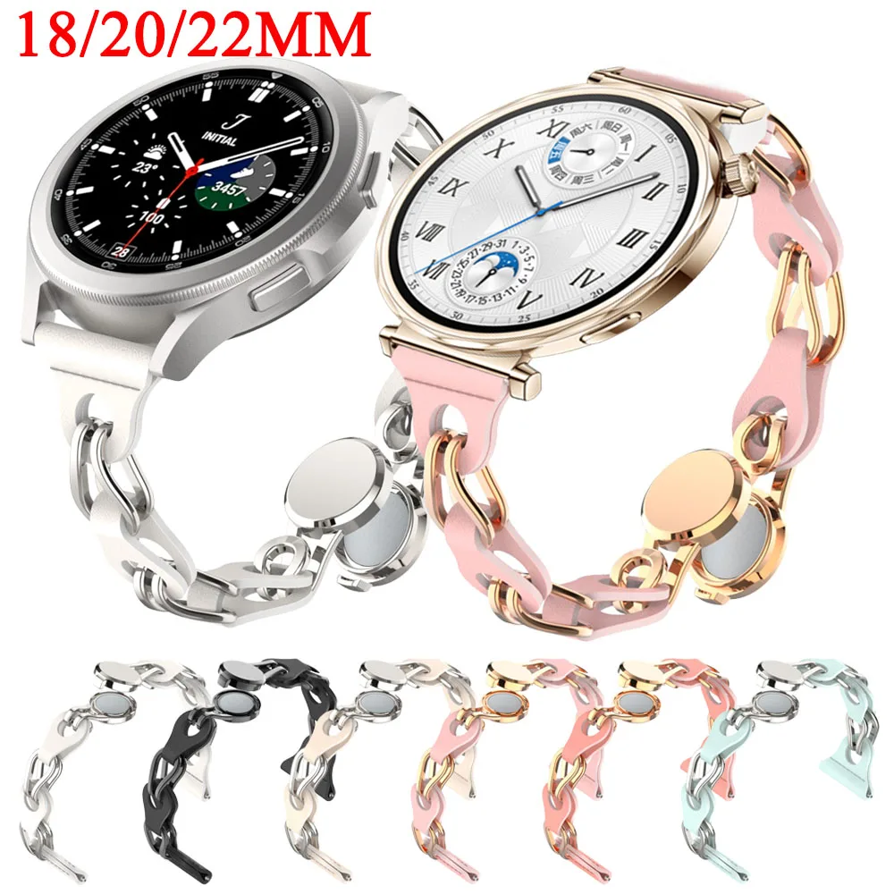 18/20/22 mm Silikon-Metallkettenarmband für Samsung Galaxy Watch 7, 6, 5, 4, 44 mm, 40 mm Magnetarmband Galaxy Watch 4/6 Classic Band