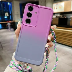 Crossbody Lanyard Gradient Silicone Case for Samsung Galaxy A14 A24 A34 A54 A15 A25 A35 A55 A05 A05S 4G 5G Cover