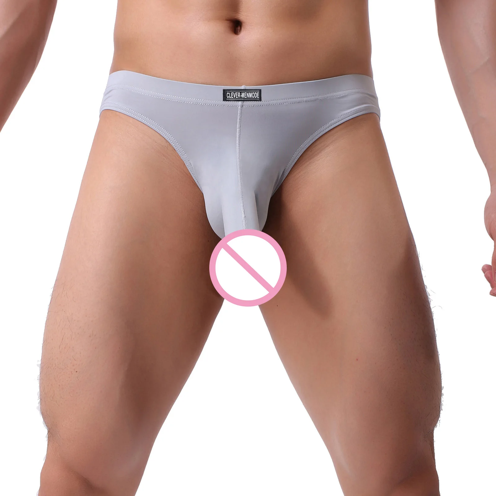 CLEVER-MENMODE Men Sexy Underwear Long Penis Sheath Elephant Nose Briefs Ball Pouch Underpants Male Ice Silk Pantes hombre Cueca