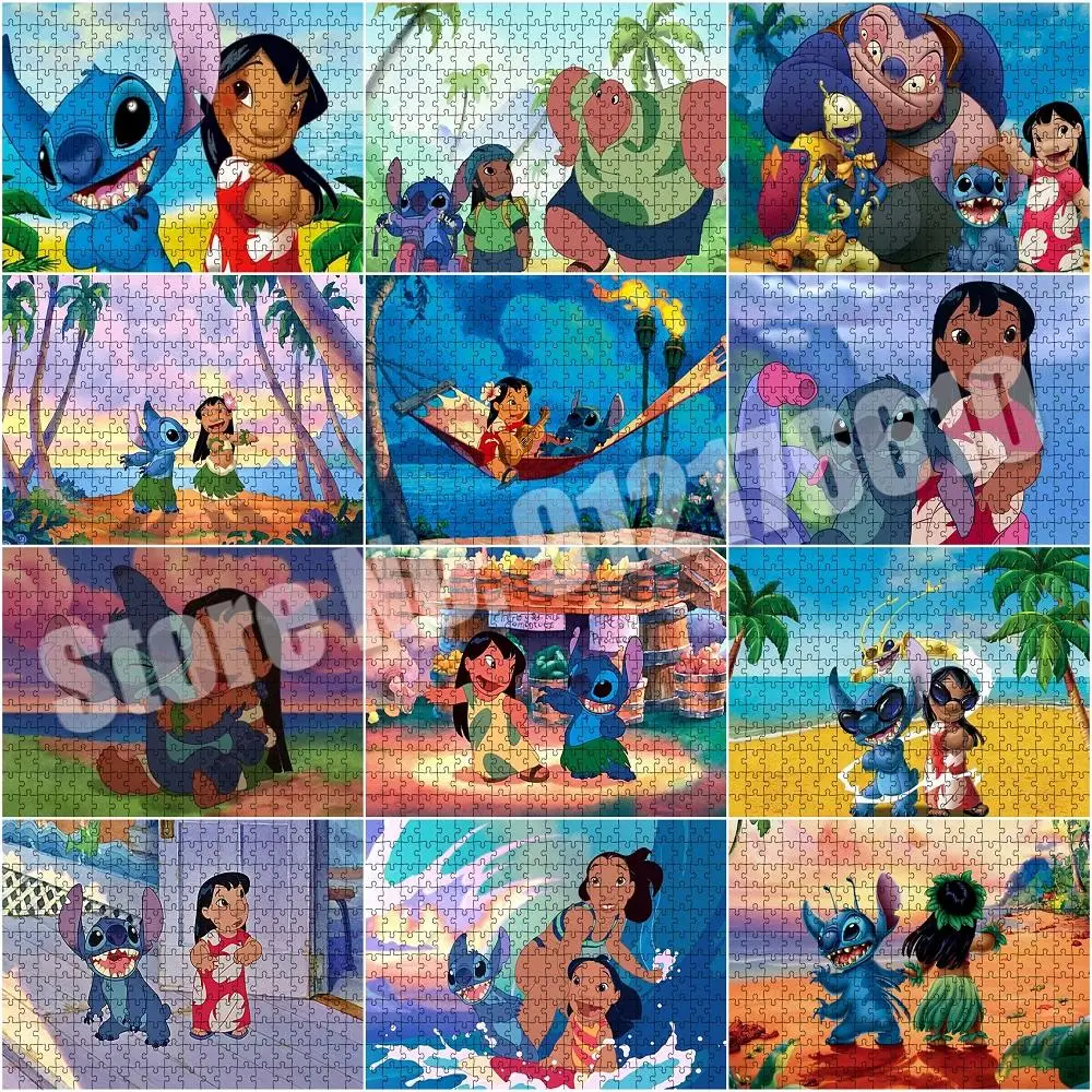 

Puzzles 1000 Pieces Paper Assembling Picture Disney Movie Lilo & Stitch Jigsaw Puzzles for Adult Kids Game Educational DIY toys