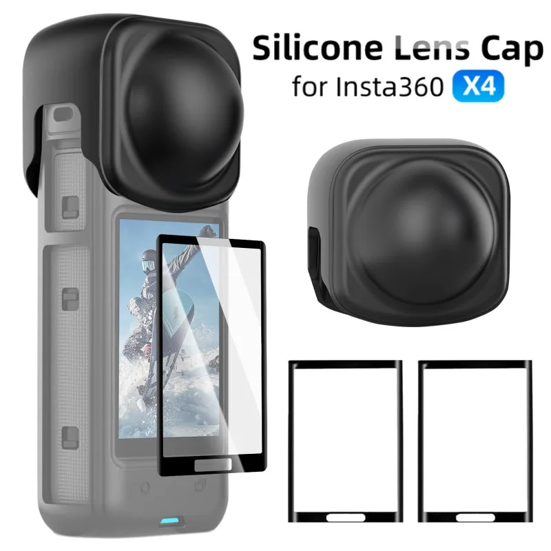 For Insta360 X4 Screen Protector Curved Protective Tempered Glass Film for Insta 360 X4 Silicone Case Cover Lens Cap Accessories