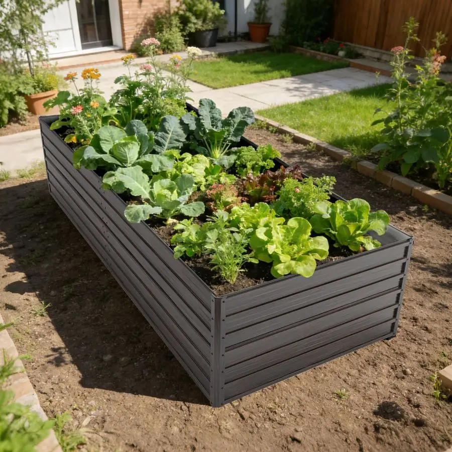 

Металлические приподнятые грядки 6x3x2 фута для сада и огорода с защитным бортиком и перчатками, комплект для выращивания овощей, цветов и фруктов