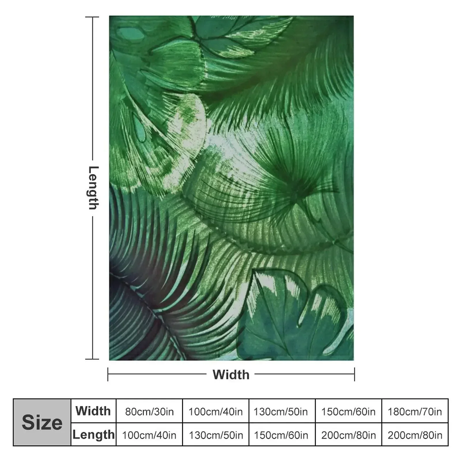 VIVID EMERALDTEAL GREEN TROPICAL YUCCA LEAVES BOTANICAL PRINT Throw Blanket Shaggy Blankets For Sofas anime Soft Plaid Blankets