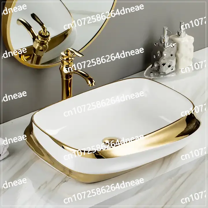 

Керамическая настольная раковина, художественная раковина в скандинавском стиле, интегрированная керамическая раковина с гальваническим покрытием, цветная керамическая раковина