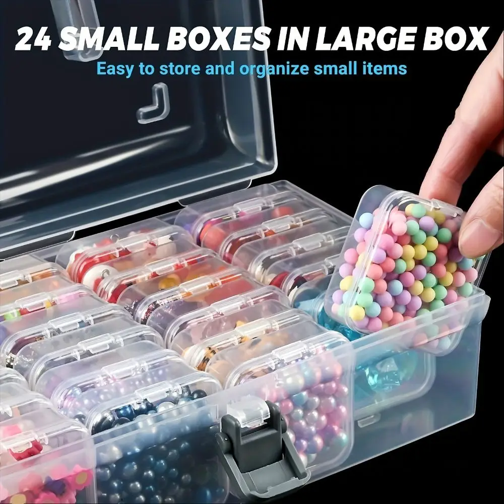 

Household 24-grid Screw Storage Box Square Plastic Bead Organizer Box Transparent Portable Clear Containers Boxes