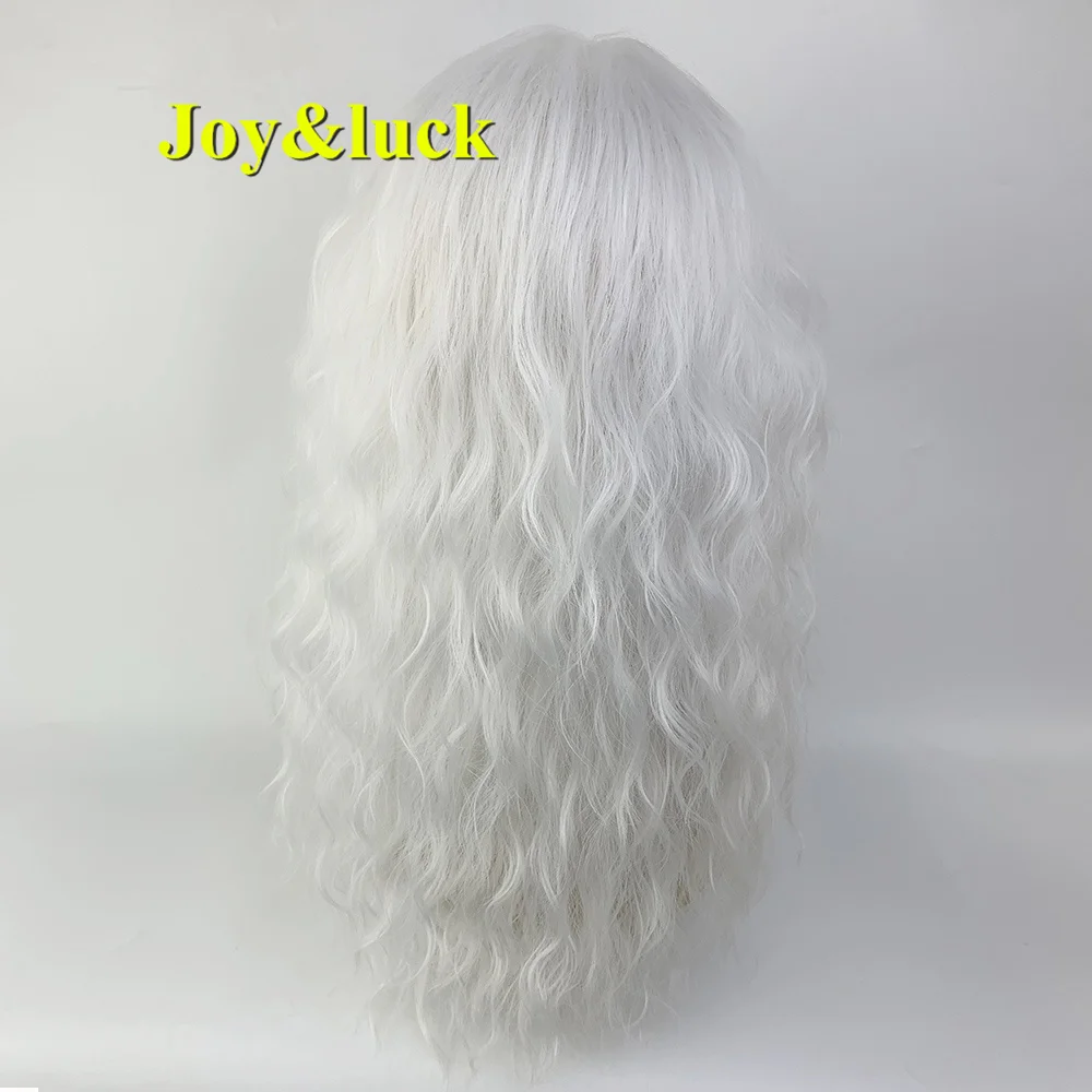 Synthetic Cospaly White Men's Wig With Bangs Natural Curls High Quality Party Rock Man's Hair  Wig